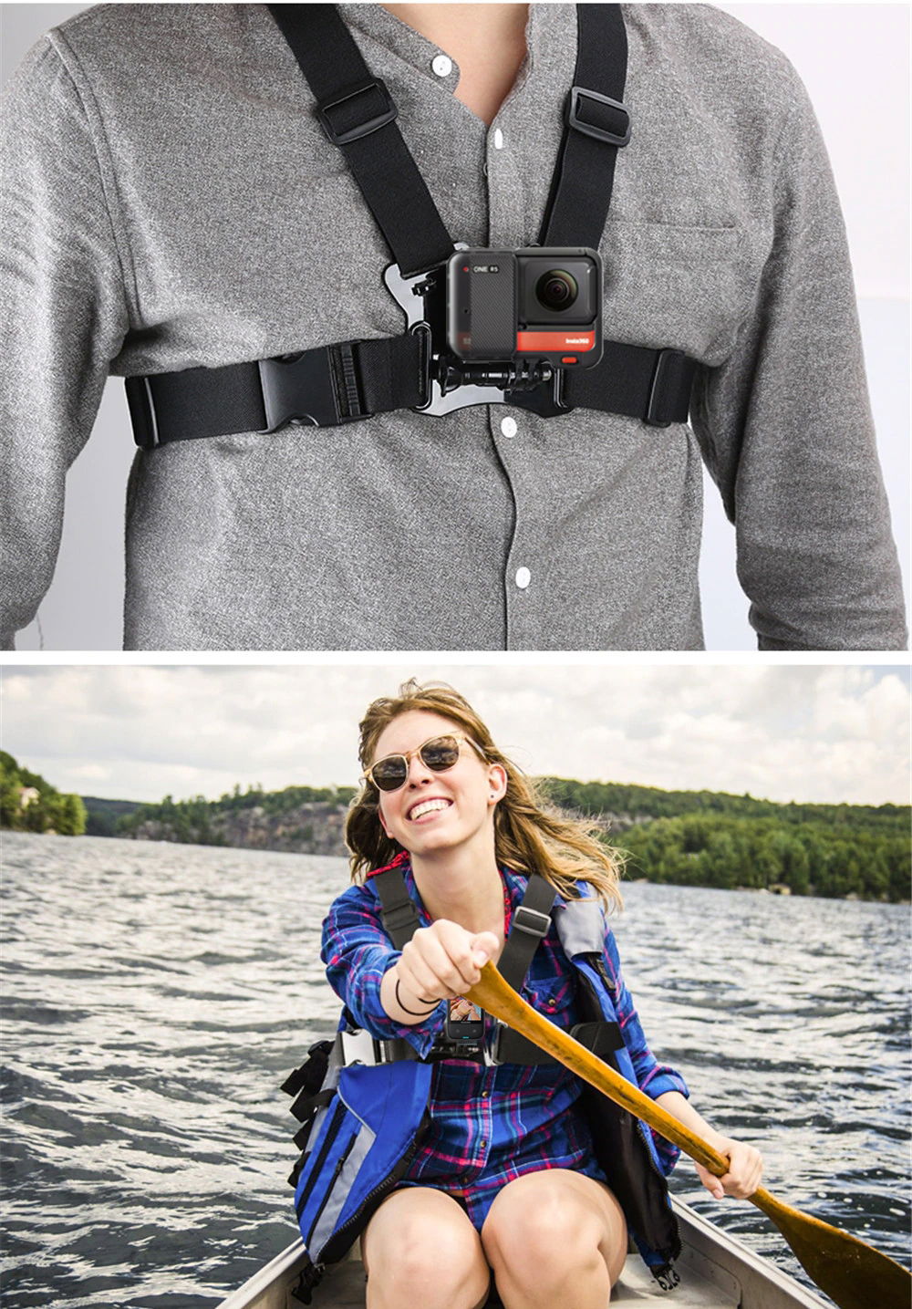 TELESIN Chest Strap with Dual-Mount/J-Hook - GoPro, Insta360