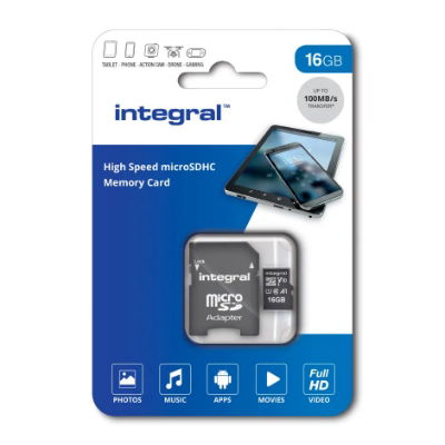 Integral 16GB High Speed MicroSDHC/XC V10 UHS-I U1