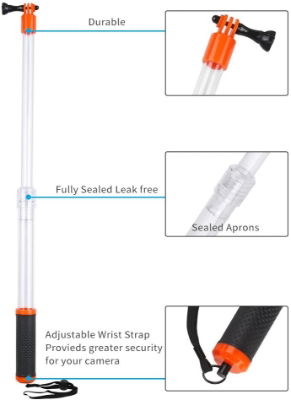 Telesin Transparent Floating Extendable Monopod Selfie Stick