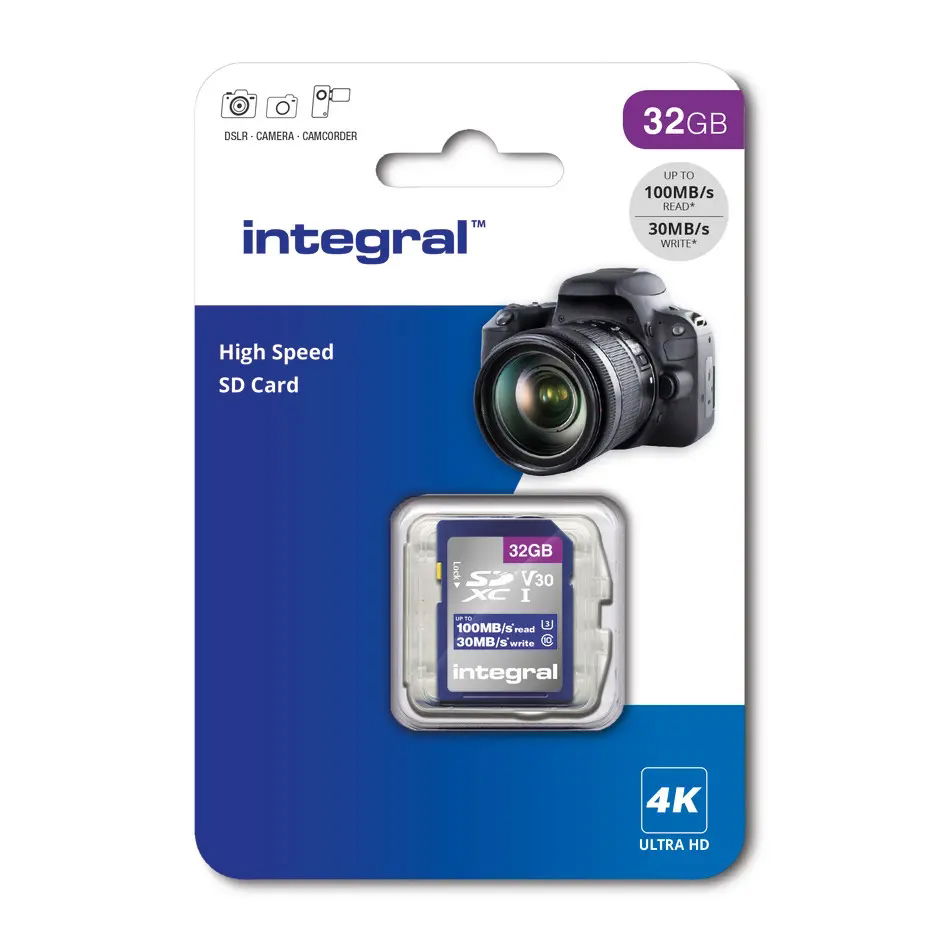 Integral 32GB High Speed SDHC/XC V30 UHS-I U3